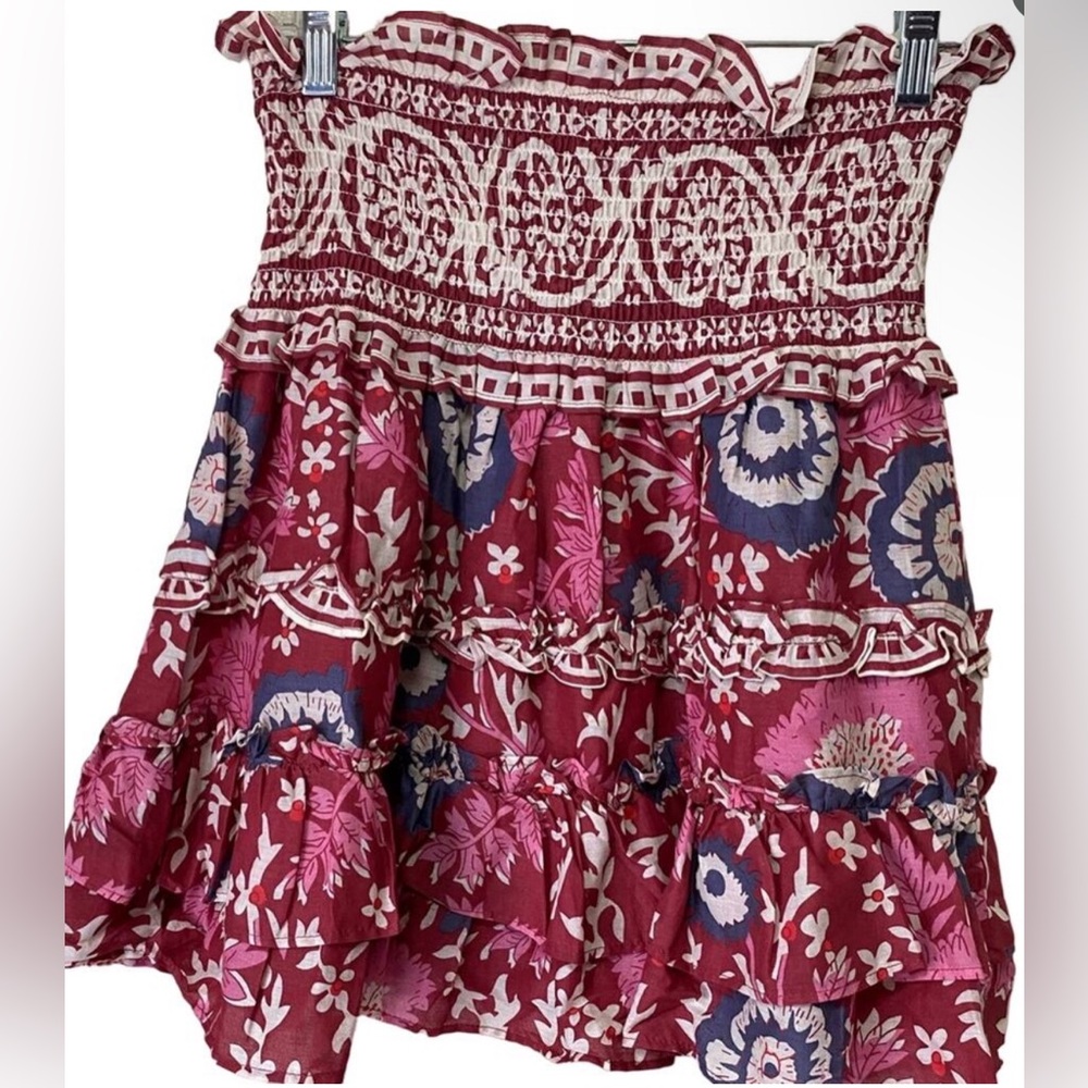 Jennifer Grace High Smocked Waist Skirt Floral Pattern sz Large